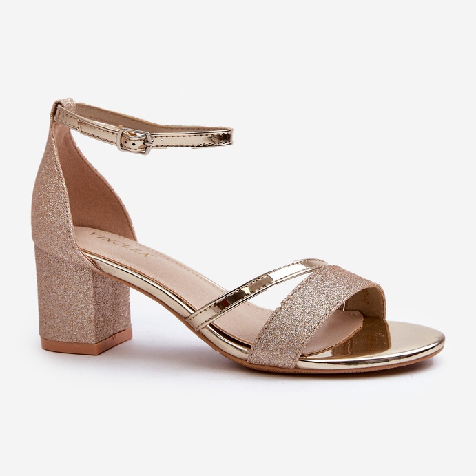 Vinceza Naisten kimaltelevat matalakorkoiset sandaalit, Golden Ploemis kultainen 2