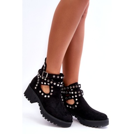 Ideal Shoes Naisten mokkanahkasaappaat koristeellisilla napeilla Musta Bella 3