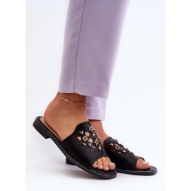 Kiiltävät naisten varvastossut koristeilla S.Barski KV27-063 Musta 2