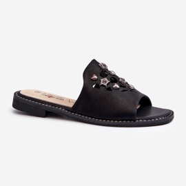 Kiiltävät naisten varvastossut koristeilla S.Barski KV27-063 Musta 1