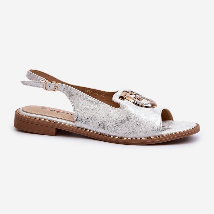 Tyylikkäät naisten sandaalit kullanvärisillä koroilla, hopea S.Barski KV27-053 1