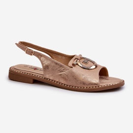 Tyylikkäät naisten sandaalit kullanvärisillä koroilla, ruusukulta S.Barski KV27-053 kultainen 1