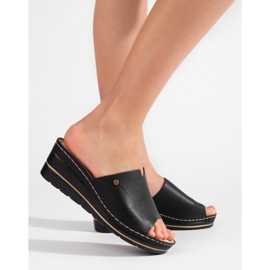 Mustat mukavat naisten kiila sandaalit 1