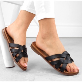 Naisten mustat roomalaiset varvastossut, Sergio Leone SK076H 1