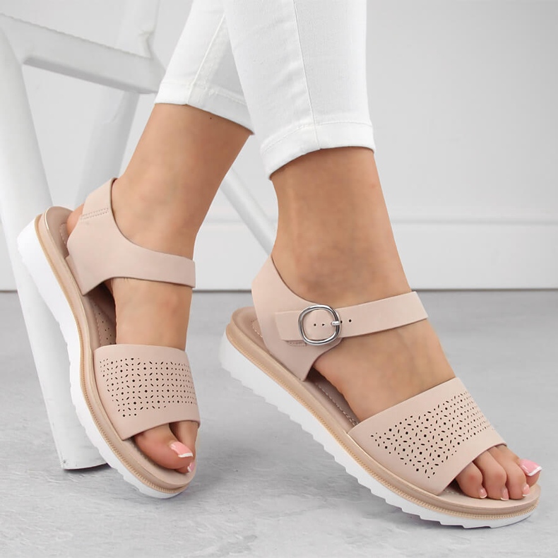 Naisten vaaleanpunaiset harjakattoiset sandaalit Sergio Leone SK082H vaaleanpunainen 2