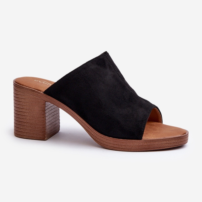 Tyylikkäät, kevyet naisten varvastossut korkokengillä, musta Varnila 1