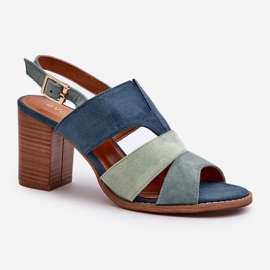 Naisten sandaalit Eco Suede -korkokengillä, Blue Qutima sininen 1