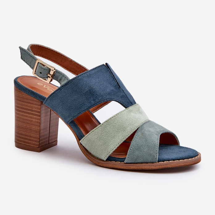 Naisten sandaalit Eco Suede -korkokengillä, Blue Qutima sininen 1