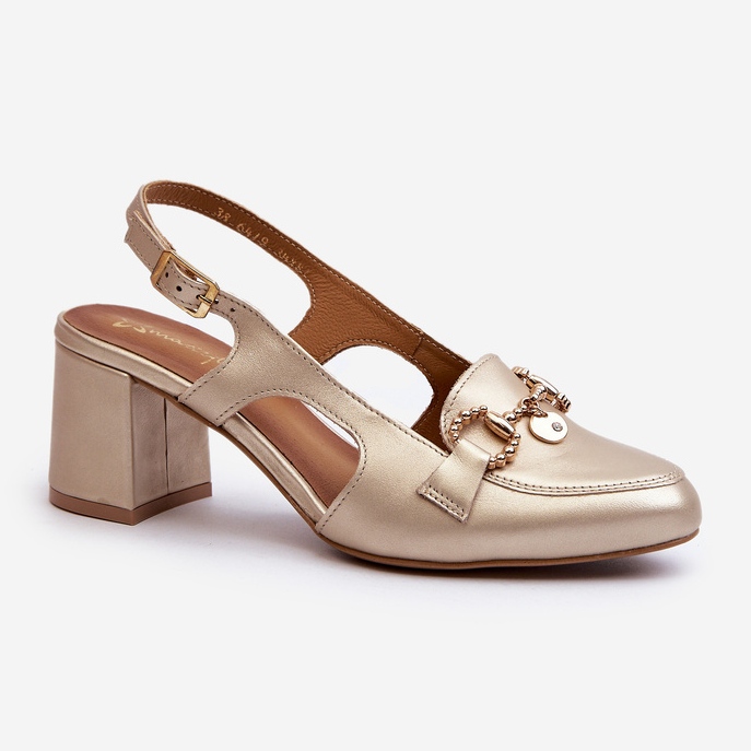 Nahkasandaalit korkeakorkoisella Maciejka 06419-25 kultaa kultainen 1