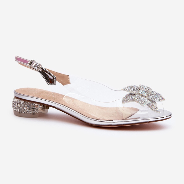 S.Barski Läpinäkyvät matalakorkoiset sandaalit hopeakoristeella D&amp;A MR38-383 2