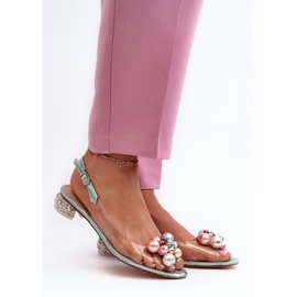 S.Barski Läpinäkyvät matalakorkoiset sandaalit koristeellisella vihreällä D&amp;A MR38-368 2