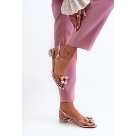 S.Barski Läpinäkyvät matalakorkoiset sandaalit koristeella Rose Gold D&amp;A MR38-368 vaaleanpunainen 8