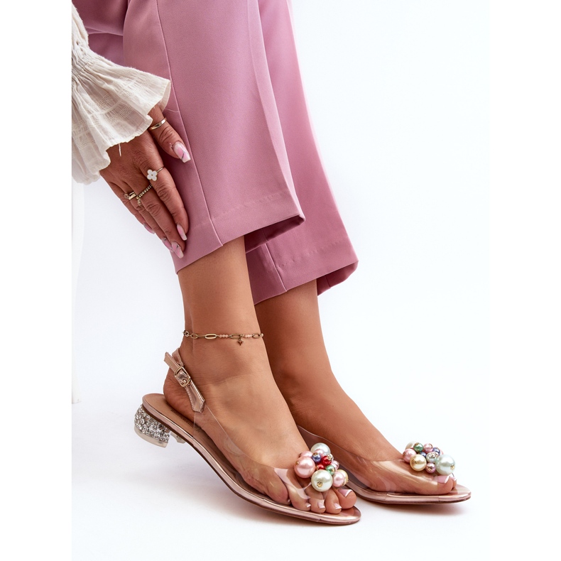 S.Barski Läpinäkyvät matalakorkoiset sandaalit koristeella Rose Gold D&amp;A MR38-368 vaaleanpunainen 1