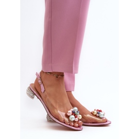 S.Barski Läpinäkyvät matalakorkoiset sandaalit koristeellisella vaaleanpunaisella D&amp;A MR38-368 vaaleanpunainen 2