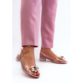 S.Barski Läpinäkyvät matalakorkoiset sandaalit koristeellisella vaaleanpunaisella D&amp;A MR38-368 vaaleanpunainen 3