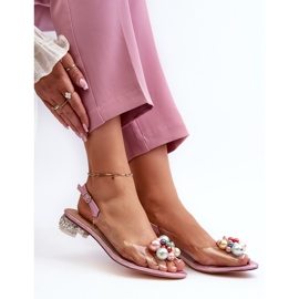 S.Barski Läpinäkyvät matalakorkoiset sandaalit koristeellisella vaaleanpunaisella D&amp;A MR38-368 vaaleanpunainen 8
