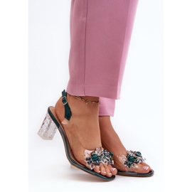 S.Barski Läpinäkyvät sandaalit korkokengissä koristeilla, vihreä D&amp;A MR38-D1 2