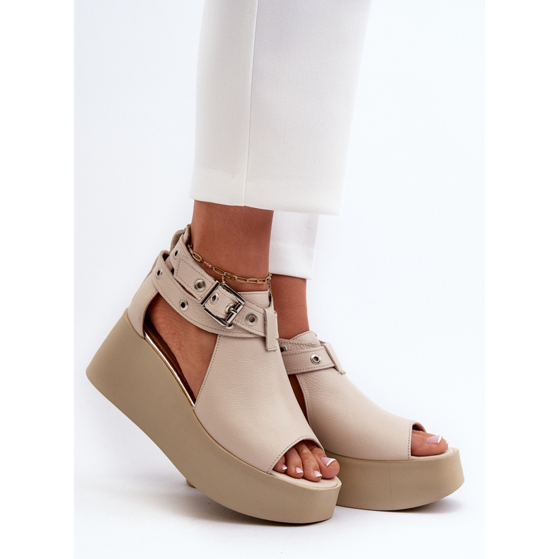 Zazoo 1732 -nahkasandaalit, beige 2