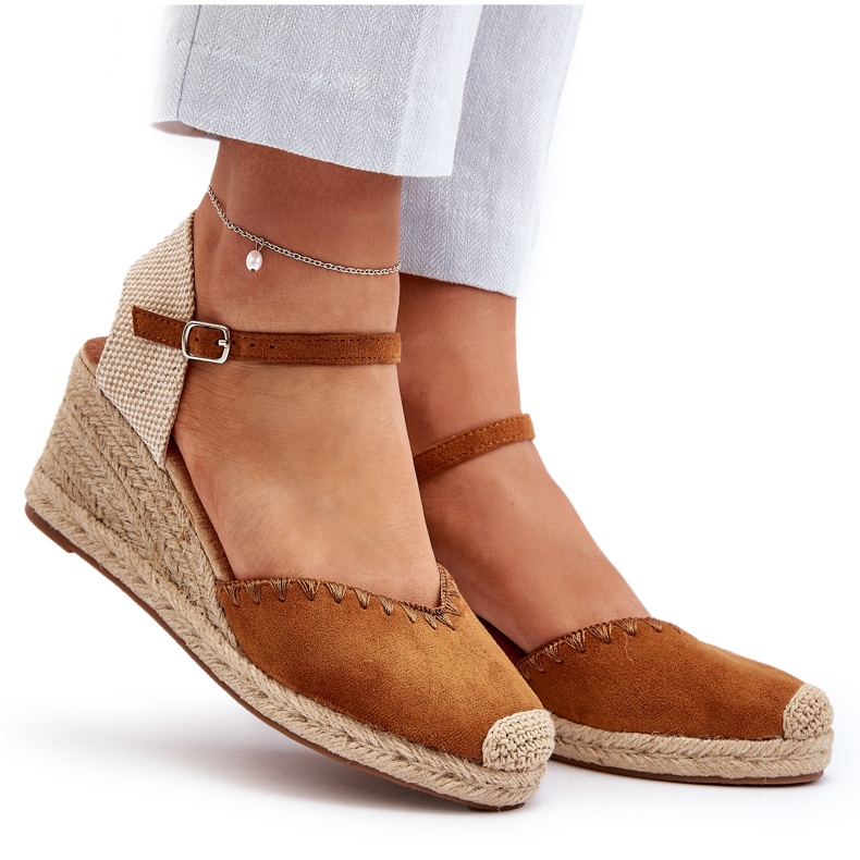Joia Suede Espadrille Wedge Sandaalit Camel Braidilla ruskea 4