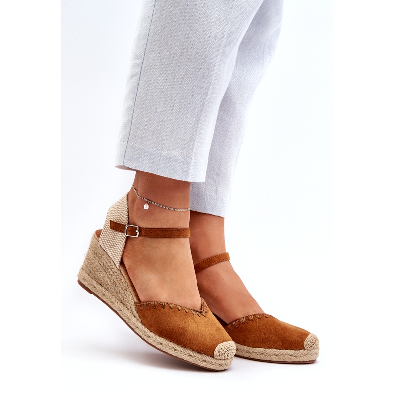 Joia Suede Espadrille Wedge Sandaalit Camel Braidilla ruskea 1