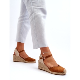 Joia Suede Espadrille Wedge Sandaalit Camel Braidilla ruskea 2
