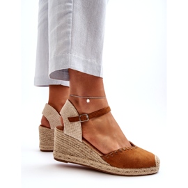 Joia Suede Espadrille Wedge Sandaalit Camel Braidilla ruskea 3