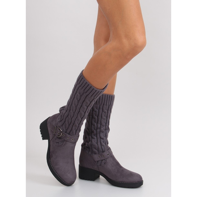 Korkeat saappaat varrella NC109 harmaa 2