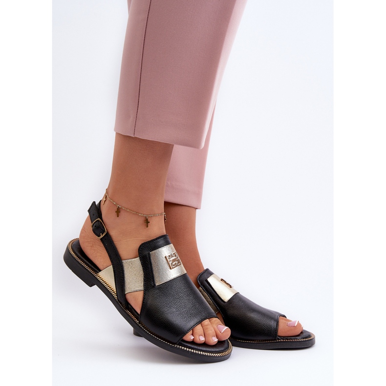 Zazoo 40385 naisten nahkasandaalit, musta 2