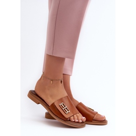 Zazoo 40384 Tyylikkäät naisten nahkaiset varvastossut, ruskea 2