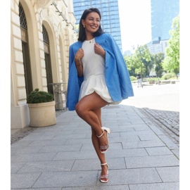 Korkeakorkoiset sandaalit värikkäillä Ghuson-kivillä valkoinen 1