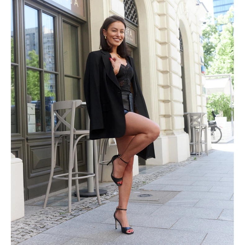 Askern ekologiset nahkaiset korkeakorkoiset sandaalit musta 1