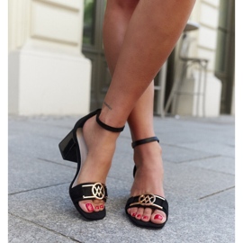 Korkokengät sandaalit, joissa nahkainen Ameena-pohjallinen musta 3