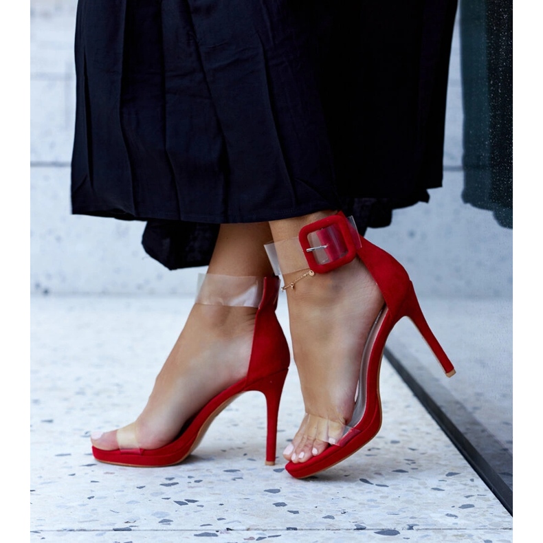 Janan korkokenkiä sandaalit läpinäkyvä päällinen punainen 2