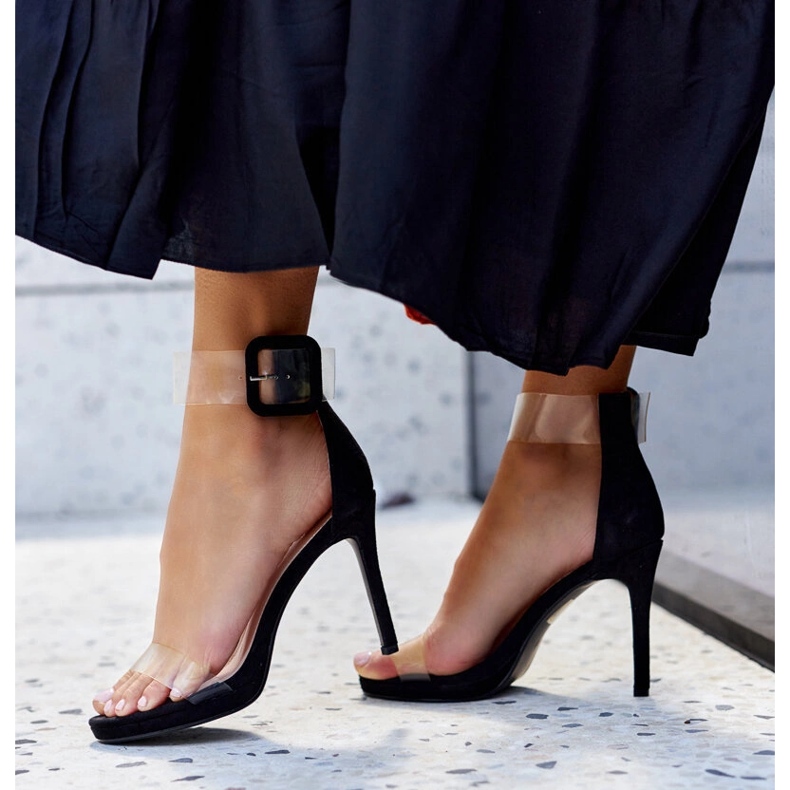 Janan korkokenkiä sandaalit läpinäkyvä päällinen musta 1