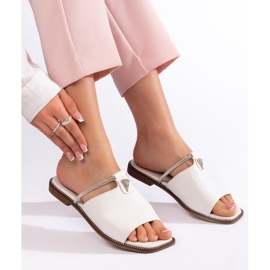 Naisten valkoiset litteät varvastossut valkoinen 1