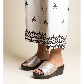 Kultaiset harjakattoiset kiilatossut Garvin ekonahkaa kultainen 1