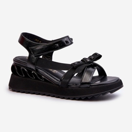 S.Barski Naisten sandaalit rusetilla D&amp;A CR956 musta 1