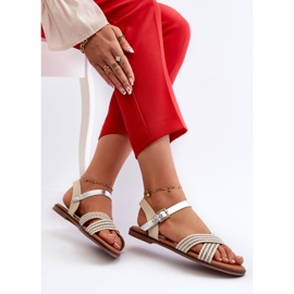 S.Barski MY923 Naisten litteät sandaalit, beige 6