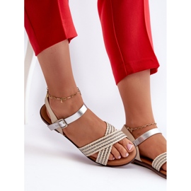 S.Barski MY923 Naisten litteät sandaalit, beige 7