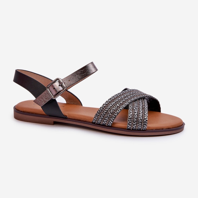 S.Barski MY923 naisten tasaiset sandaalit mustat 1