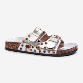 Koristetut naisten varvastossut soljella S.Barski MY121 hopea 1