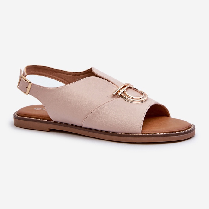 Naisten litteät sandaalit kultakoristeella Vinceza 17319 vaaleanpunainen 1