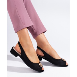 Naisten mustat mokkanahkasandaalit 1