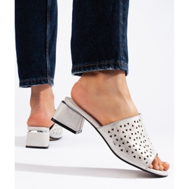 Harjatut hopeiset varvastossut matalalla korolla hopea 1