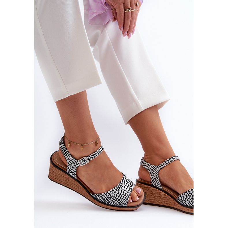 Naisten kiila sandaalit Sergio Leone SK303 valkoinen ja musta 1