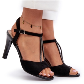 Naisten sandaalit korkokengillä koristeellisilla olkaimet Sergio Leone SK924 musta 8