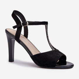 Naisten sandaalit korkokengillä koristeellisilla olkaimet Sergio Leone SK924 musta 1