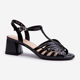 Patentti naisten korkeakorkoiset sandaalit Sergio Leone SK880 musta 1
