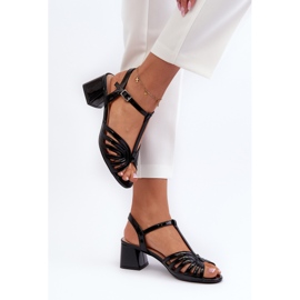 Patentti naisten korkeakorkoiset sandaalit Sergio Leone SK880 musta 6