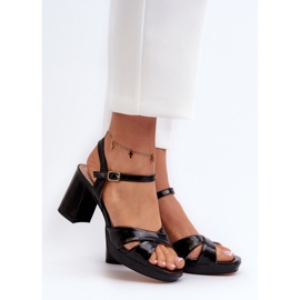 Naisten korkeakorkoiset sandaalit Eco Leather Black Jatine musta 2